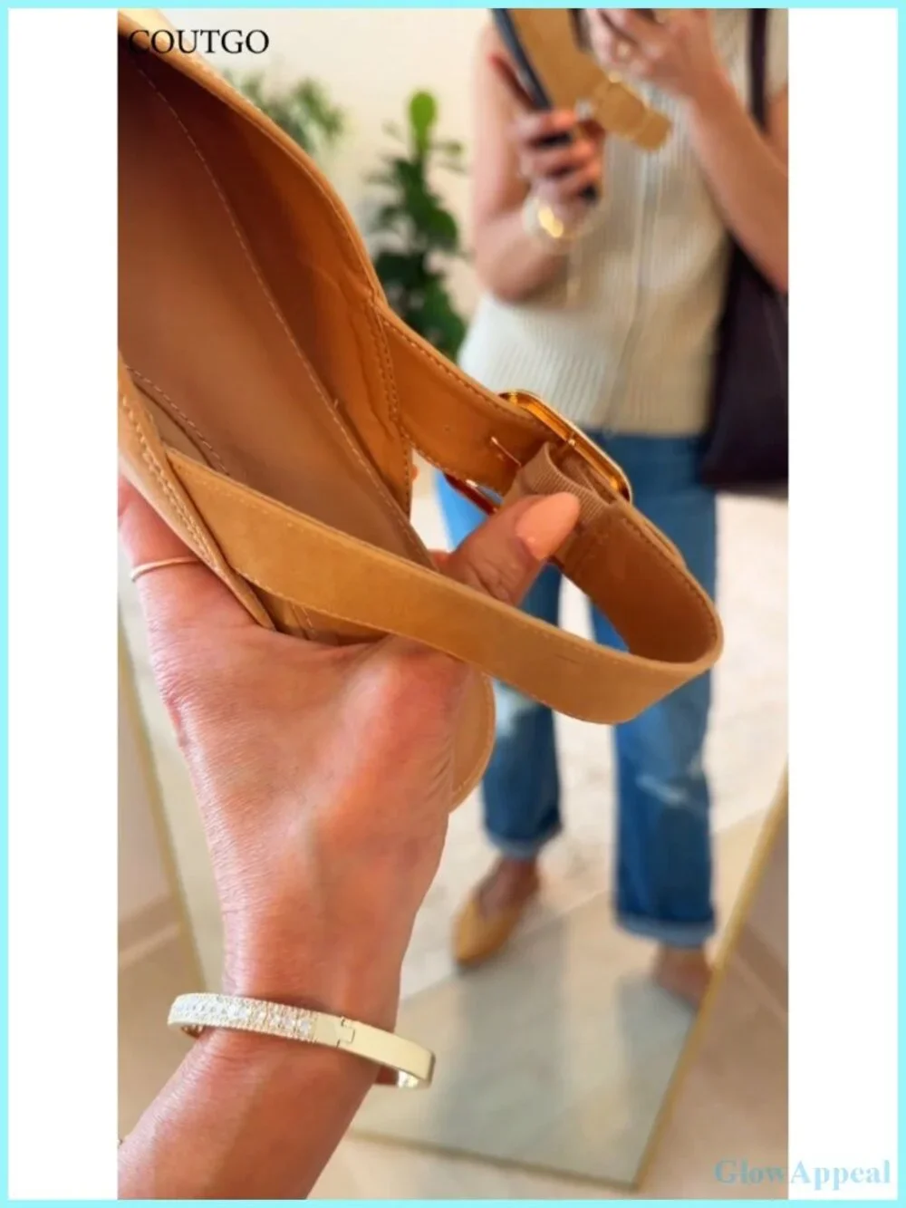 Faux Leather Slingback Flats Mules for Women Slip On